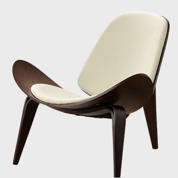 Modern Leather Sling Lounge Chair with Wooden Frame