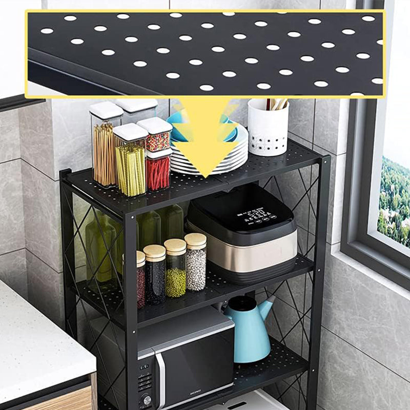 Foldable Metal Storage Shelf with Wheels – 4-Tier Heavy-Duty Rolling Rack for Kitchen, Office, Living Room, or Garage