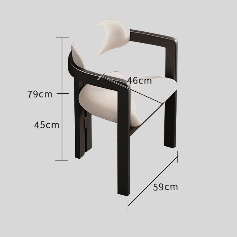 Modern Elegance: Black Frame Dining Chair with Plush Beige Upholstery and Contemporary Design