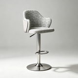 Cotton Linen Swivel Bar Stool – Adjustable Height Counter Chair
