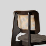 Contemporary Rattan and Wood Dining Chair - Elegant Black Finish