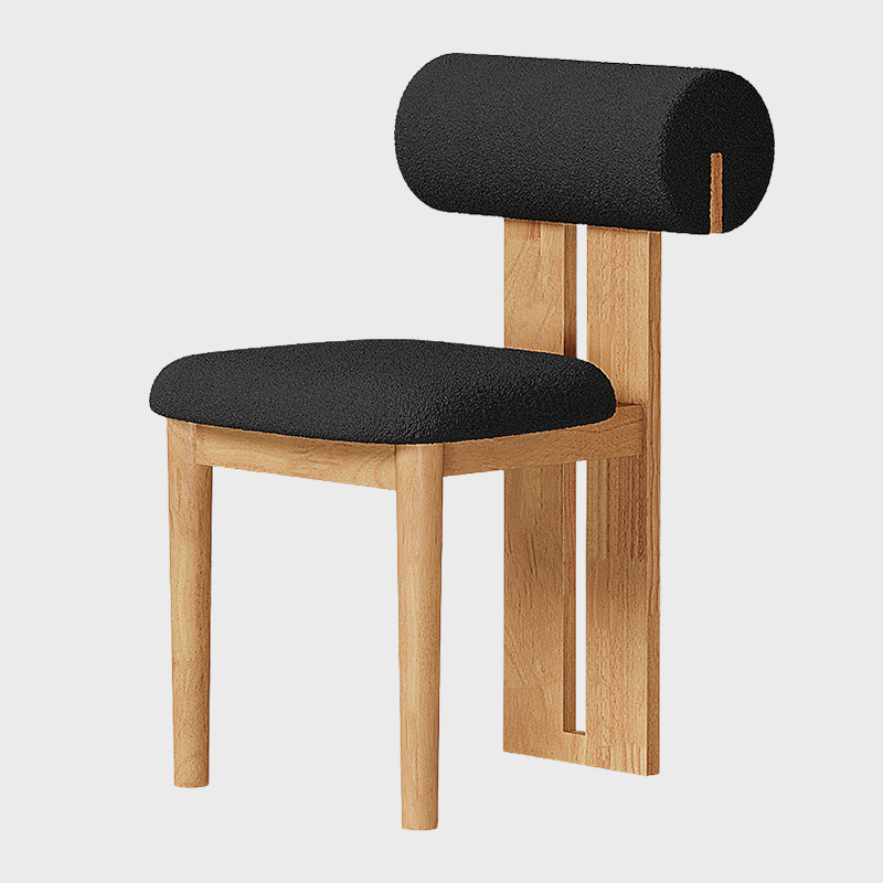 Modern Minimalist Chair with Upholstered Roll Backrest