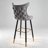 Velvet Bar Stool with Gold Accents – Technology Fabric, 65/75cm