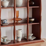 Vintage Solid Wood Wall Shelf – Arched Display Rack with Turned Columns