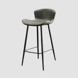 Modern Leather Upholstered Bar Stool with Carbon Steel Frame | Ergonomic High Stool in Crazy Horse or Saddle Leather