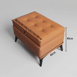 Tufted Faux Leather Storage Ottoman Bench with Handle