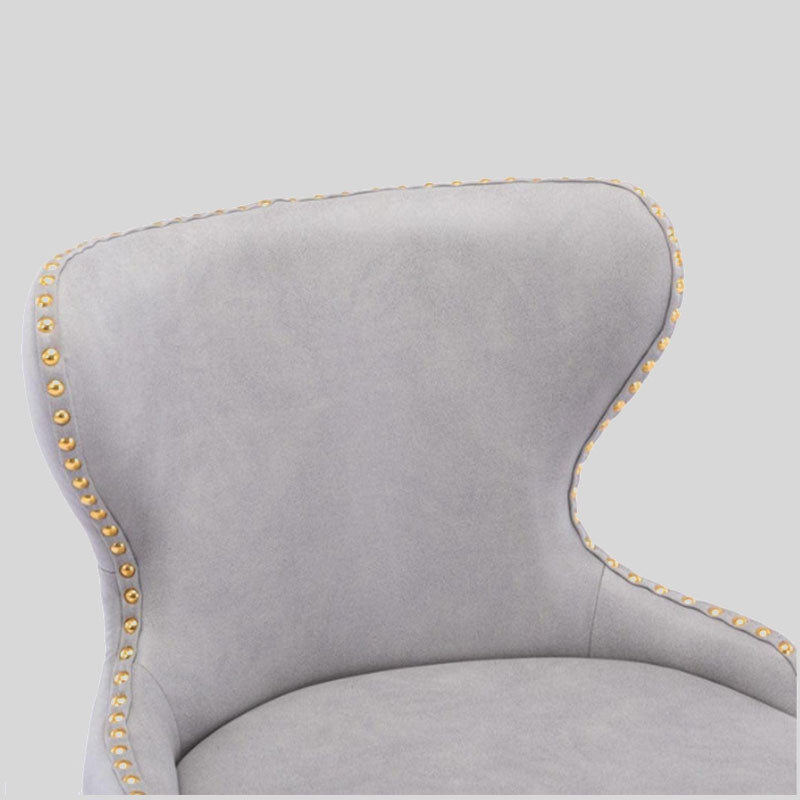 Elegant Velvet Upholstered Bar Stool with Gold Accents