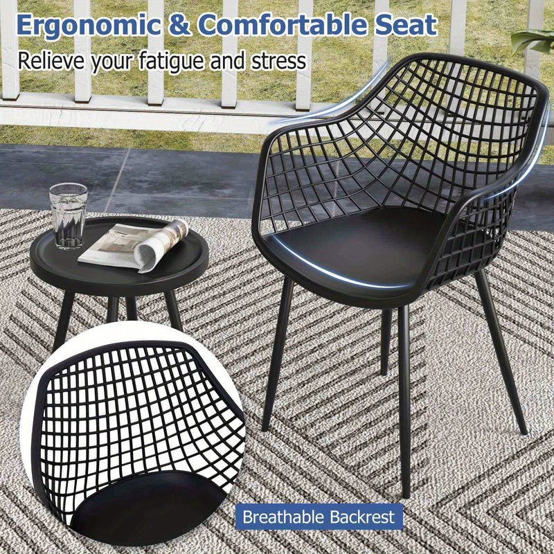 Modern Outdoor Bistro Set with Mesh Design - Durable and Weatherproof 3-Piece Patio Furniture