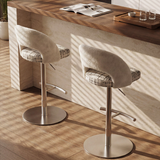 Italian Minimalist Upholstered Bar Stool, Adjustable Swivel Stainless Steel Island Chair