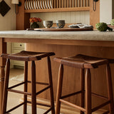 Wabi-Sabi Ash Wood Bar Stool – Woven Rattan or Paper Rope Seat