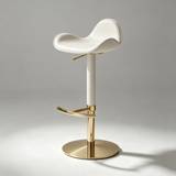 Saddle Leather Bar Stool - Swivel and Height Adjustable Kitchen Island Seat