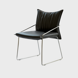 Modern Tech-Leather Dining Chair with Carbon Steel Frame