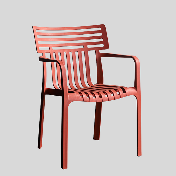 Contemporary Slatted Outdoor Dining Chair – Stackable Armchair for Patio, Café & Restaurant