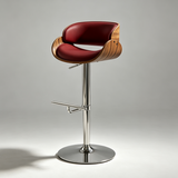 Italian Minimalist Genuine Leather Bar Stool, Adjustable Swivel Island Chair
