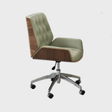 Modern Swivel Desk Chair with Wooden Frame and Gold or Silver Base