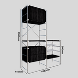 Industrial Modular Metal Storage Rack with Drawers & Wire Baskets – Black Steel Open Shelving