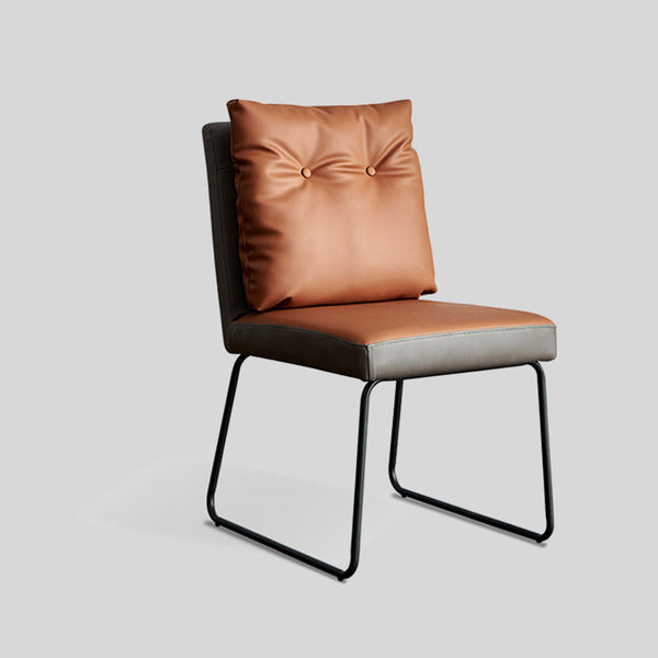 Minimalist Dining Chair with Ultra-Fiber Leather and Carbon Steel Frame