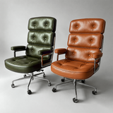 Robin Executive Chair – Genuine Leather, Mid - Century Modern, Aluminum Base - StoolTopiaOffice Chairs