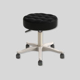 Adjustable Round Rolling Stool with Tufted Cushion for Beauty and Salon Use