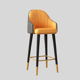 Contemporary High Back Leather Bar Stool with Gold Accents for Modern Interiors