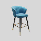 Elegant Velvet Bar Stool with Gold Accents and Modern Design