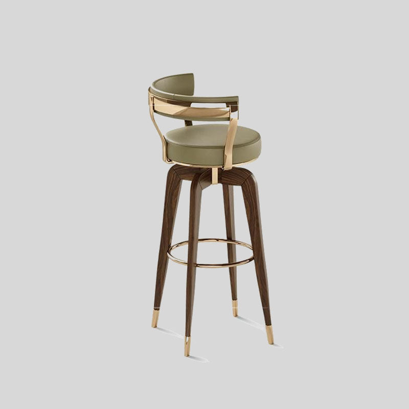 Upholstered Swivel Bar Stool with Wood Frame and Round Seat