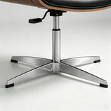 Two-Tone Shell Swivel Chair – Leather Seat, Chrome Base, Casters or Fixed Legs