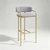 Upholstered Bar Stool with Gold Metal Frame - Velvet or Leather High Chair