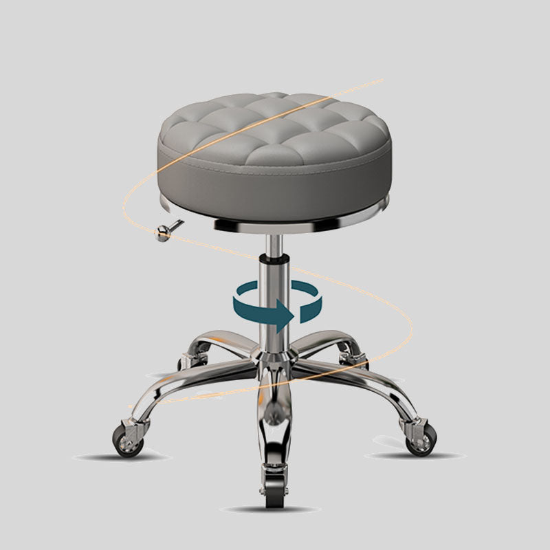 Adjustable Swivel Stools with Gold Metal and Earth Wheels for Beauty Salons and Office - Round Seat Rolling Chair with Steel 5 Claws