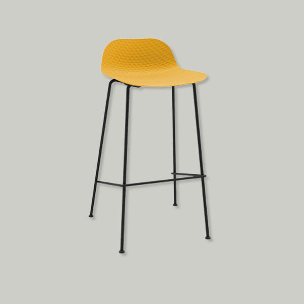 Modern Textured Polypropylene Bar Stool – Ergonomic Minimalist Counter Chair with Metal Frame
