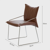 Modern Tech-Leather Dining Chair with Carbon Steel Frame