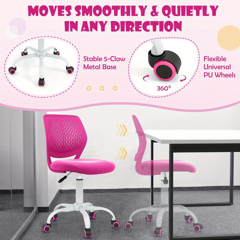 Modern Pink Kids Swivel Study Chair