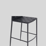 Wellfleet Woven Leather Metal Base Counter Height Barstool