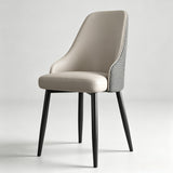 Leather Dining Chair with Woven Back