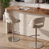 Italian Minimalist Upholstered Bar Stool, Adjustable Swivel Stainless Steel Island Chair