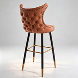 Velvet Bar Stool with Gold Accents – Technology Fabric, 65/75cm
