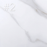 Tabletop finish sample 2 showing a white surface with soft grey veining.