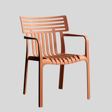 Contemporary Slatted Outdoor Dining Chair – Stackable Armchair for Patio, Café & Restaurant