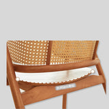 Contemporary Rattan Armchair with Solid Wood Frame