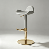 Saddle Leather Bar Stool - Swivel and Height Adjustable Kitchen Island Seat