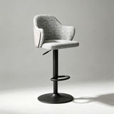 Cotton Linen Swivel Bar Stool – Adjustable Height Counter Chair