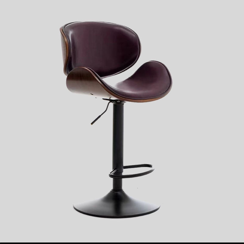 Adjustable Swivel Bar Stool with Ergonomic Design and Leather Seat