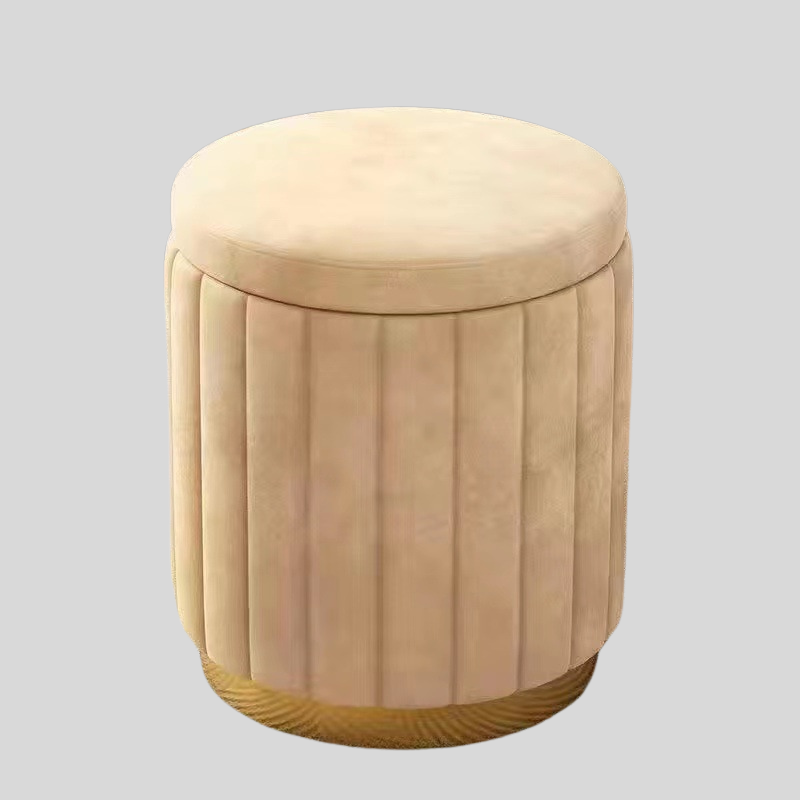 Velvet Storage Ottoman Stool with Gold Base