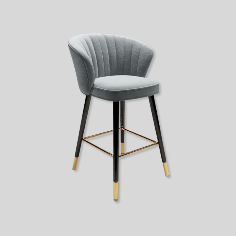 Elegant Velvet Bar Stool with Gold Accents and Modern Design