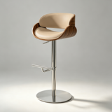 Italian Minimalist Genuine Leather Bar Stool, Adjustable Swivel Island Chair