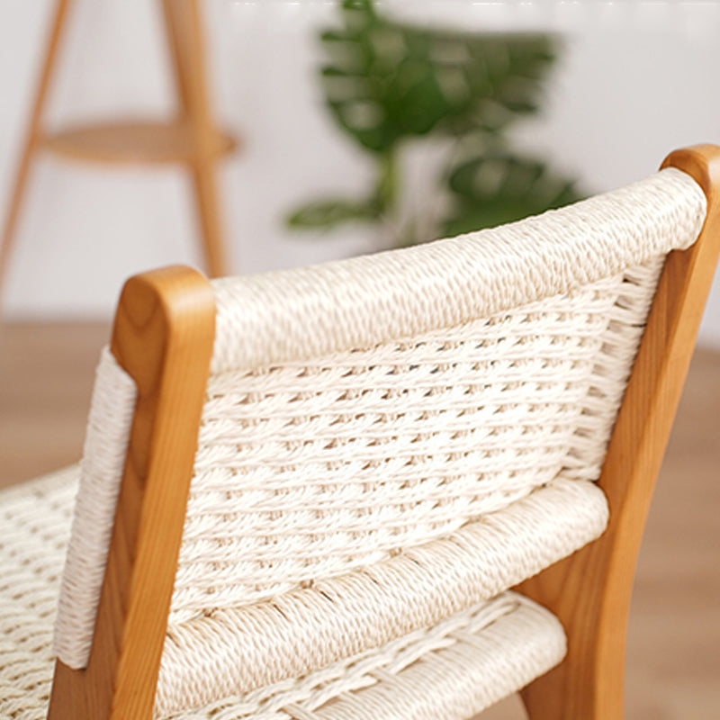 Scandinavian Woven Bar Stool – Solid Wood & Natural Rope Seat