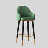 Contemporary High Back Leather Bar Stool with Gold Accents for Modern Interiors