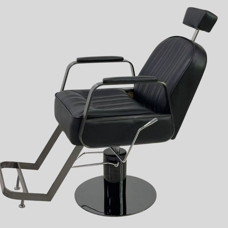 Retro Hydraulic Salon Chair – Heavy-Duty Metal Frame & Premium Leatherette Seat