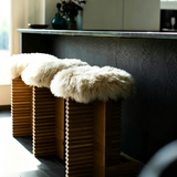 Lambswool Solid Wood Bar Stool – Cream, 65 or 75 cm