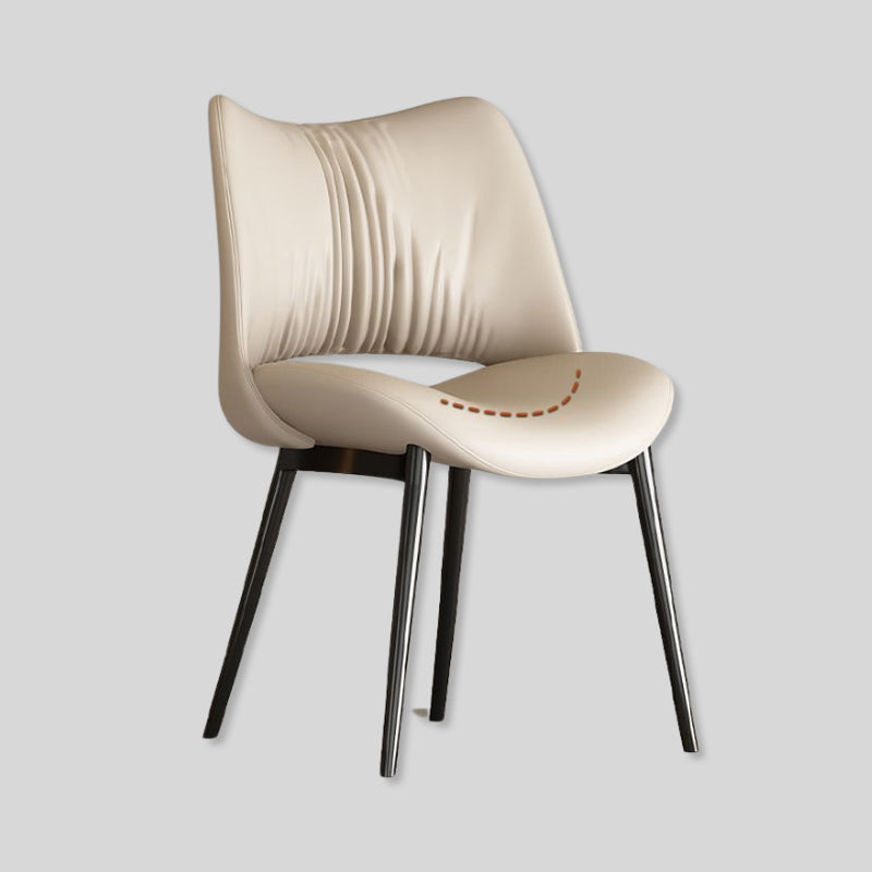 Modern Curved Leather Dinning Chair - Contemporary Comfort for Stylish Spaces